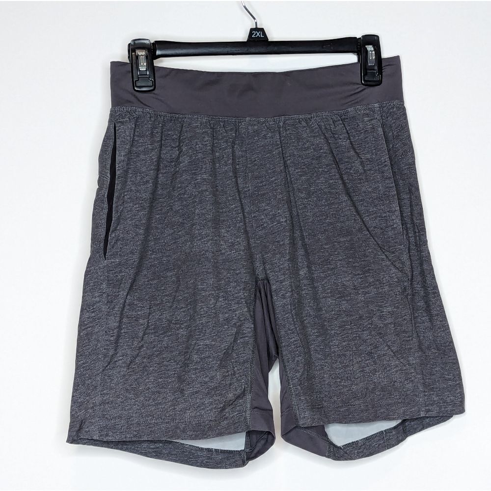 Lululemon T.H.E. Short *Linerless 7" Heathered Texture Printed Greyt Deep Coal